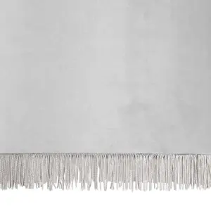 First Choice Lighting Fringed Silvery Grey 38cm Fringed Velvet Pendant Shade