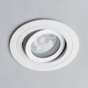 Litecraft 2 Pack White 1 Lamp Modern IP65 Circular Tiltable Bathroom Downlights