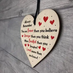 Red Ocean Handmade Wooden Hanging Heart Plaque Gift for Someone Special Inspirational Gift For A Friend