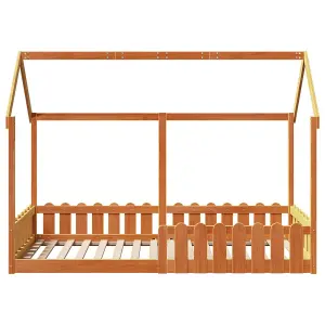 Berkfield Kids' House Bed Frame without Mattress Wax Brown 90x190 cm Single