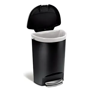 Simplehuman 50L Plastic Semi-Round Pedal Bin Black