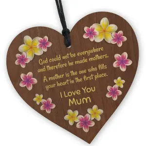 Red Ocean I Love You Mum Gifts Wooden Hanging Heart For Mum Mothers Day Birthday Gifts From Daughter Son Thank You Gift For Her