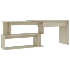 Berkfield Corner Desk Sonoma Oak 200x50x76 cm Engineered Wood