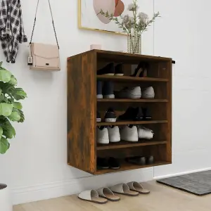 Berkfield Shoe Cabinet Smoked Oak 60x35x70 cm Engineered Wood