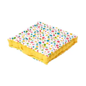 Homescapes Cotton Multi Coloured Polka Dot Floor Cushion, 50 x 50 cm