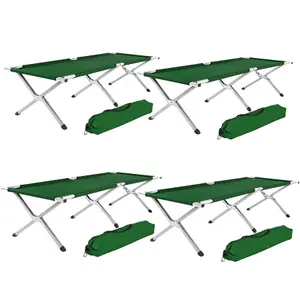 4 camping beds made of aluminium - green