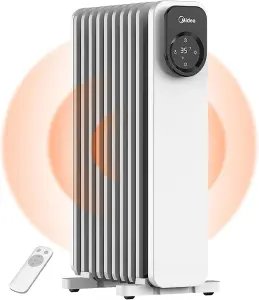 Midea 9-Fin Electric Heater Oil-Filled Radiator with Remote Control & LED Touch Screen