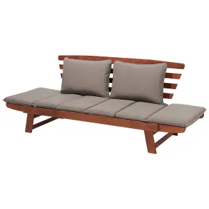 Garden Bench with Cushion PORTICI Wood Dark Brown