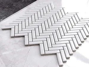 Mosaic sheet in ceramic on net 280mm x 270mm - Gloss White Chevron