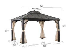 Sunjoy Alum Gazebo TORRE - 385cm x 324cm