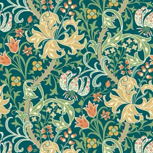 Hoopla Walls Lily Ogee Emerald Green Smooth Matt Wallpaper