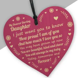 Red Ocean Daughter Gifts From Mum Wooden Hanging Heart Gift For Daughter From Mother Father Birthday Gifts For Her