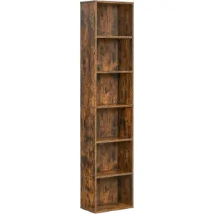 VASAGLE Bookcase, Bookshelf with 6 Shelves, for Living Room, Study, Office, Bedroom, Industrial Style, Rustic Brown