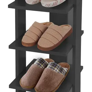 Wooden Shoes Rack,7 Tiers Storage Organizer for Small Spaces Black