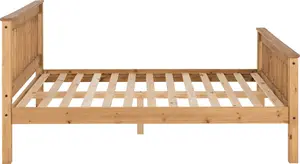 Monaco King Size Solid Distressed Waxed Pine High Foot End Bed Frame