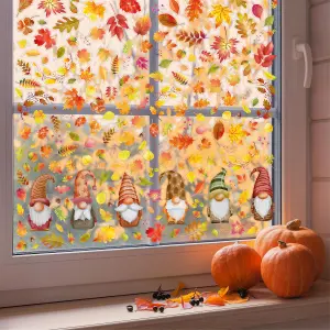 Walplus Maple Leaves Fall Gnomes Window Clings PVC