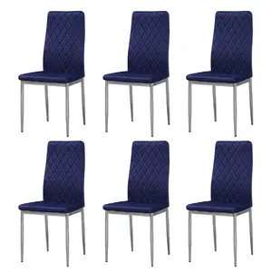 Knisely Velvet Upholstered Side Chair (Set of 6) Royal Blue