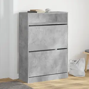 Berkfield Shoe Cabinet with 2 Flip-Drawers Concrete Grey 80x34x116 cm