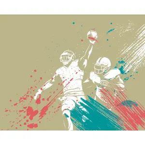 Origin Murals American Footballers Paint Splash Grey Paste the Wall Mural 300cm wide x 240m high