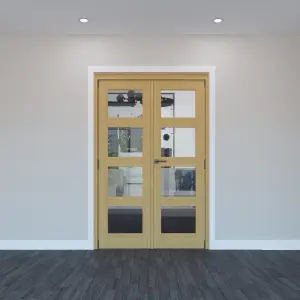 Geom 4 Lite Clear Glazed Oak Internal Patio Door set, (H)2017mm (W)1293mm