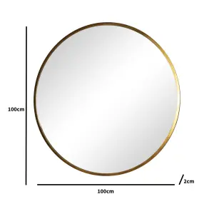 Melody Maison Large Round Gold Mirror 100cm x 100cm