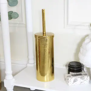 Melody Maison Hammered Gold Metal Toilet Brush Holder