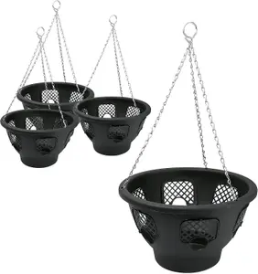 DIVCHI 12 Inch Indoor Outdoor Balcony Patio Hanging Basket Set of 4