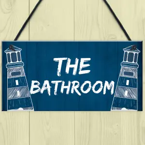 THE BATHROOM Sign Nautical Theme Toilet Loo Bathroom Sign Beach Theme