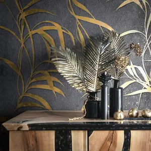 Galerie New Design Book Metallic Black/Gold Leaf Wallpaper Roll