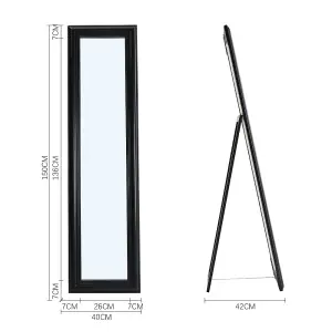 Modern Wood Beveled Freestanding Framed Full Length Mirror H 1500mm