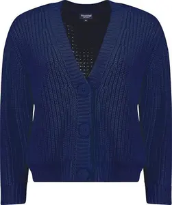 House Of Bruar Ladies Knitted V-Neck Cardigan - Navy Blue