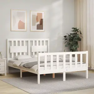 Berkfield Bed Frame with Headboard White 120x200 cm Solid Wood