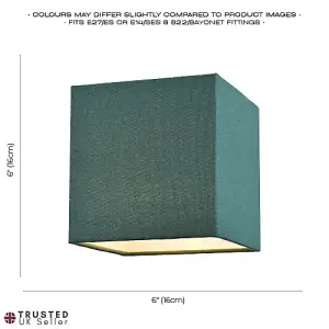 Contemporary and Stylish Forest Green Linen Fabric Square 16cm Lamp Shade