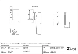 From The Anvil Pewter Locking Night-Vent Monkeytail Fastener - RH