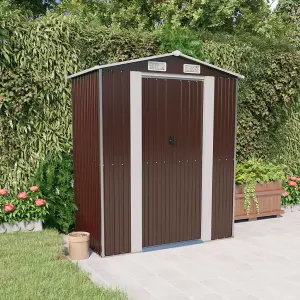 Berkfield Garden Shed Dark Brown 192x108x223 cm Galvanised Steel