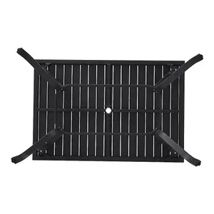 120cm L Garden Metal Slatted Coffee Table Outdoor Rectangle Table in Black