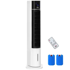 HOMCOM Bladeless Air Cooler, Evaporative Oscillating Tower Fan Humidifier Unit