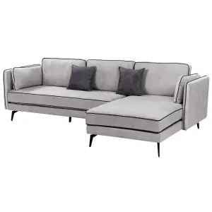 Corner Sofa ALTAN Light Grey Velvet Left Hand