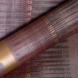 Galerie Adonea Hermes Ruby Red Metallic Stripe Smooth Wallpaper Roll