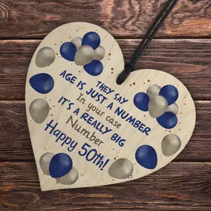 Red Ocean Birthday Gifts For 50th Birthday Wooden Heart Hilarious 50th Birthday Gifts For Women Men Mum Dad Nan Grandad Funny