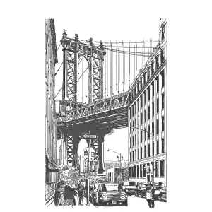 Grandeco Brooklyn Bridge 3 panel Textured Mural, 2.8 x 1.59m