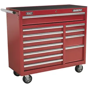 Red Portable Tool Chest with 12 Drawers - Heavy-Duty Mobile Storage Solution