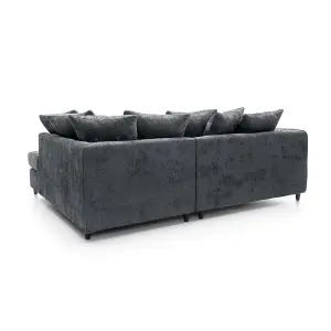 Harriet Crushed Chenille Right Facing Corner Sofa in Dark Grey