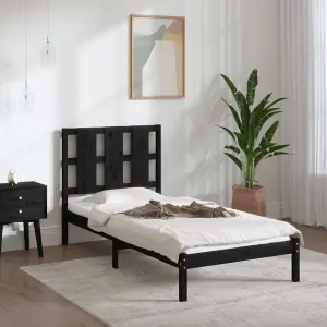 Berkfield Bed Frame Black Solid Wood Pine 100x200 cm