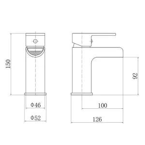 Rinse Bathrooms Basin Taps Waterfall Mixers Bathroom Sink Mixer Tap Semi-open with UK Hoses Chrome Brass