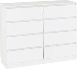 Malvern 8 Drawer Chest White Recessed Handles