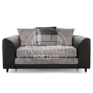 Luca Black and Grey 3 + 2 Fabric and Leather Trim Sofa Suite