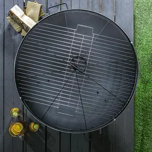 Harbour Housewares - Cast Iron Garden Fire Pit BBQ - 75cm - Grey