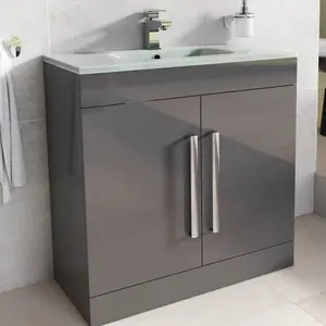 Whitfield 800mm Single Bathroom Vanity with Integrated Glass Basin Anthracite Grey