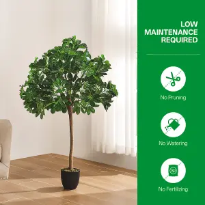 122cm Artificial Schefflera Arboricola Tree in Black Pot for Decoration Living Room